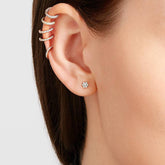 Pair of 925 Sterling Silver Small White CZ Gem Flower Minimal Earrings